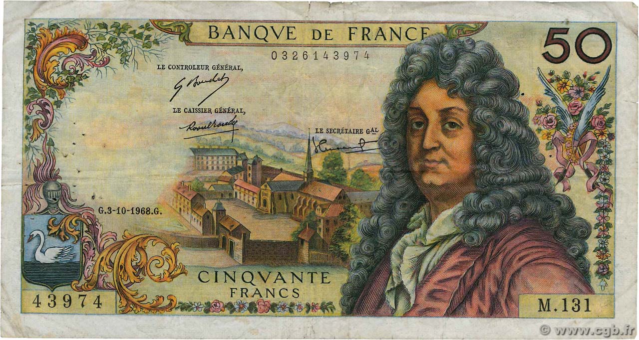 50 Francs RACINE FRANCIA  1968 F.64.12 MB