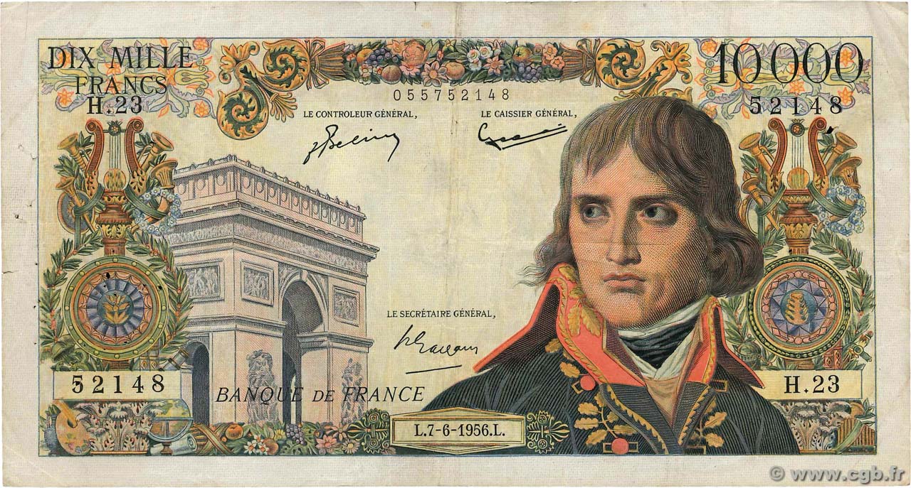10000 Francs BONAPARTE FRANCIA  1956 F.51.03 BC