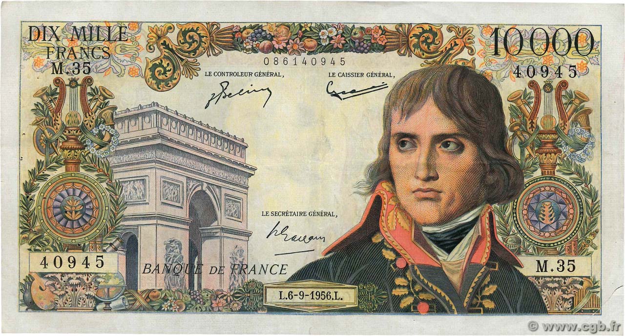 10000 Francs BONAPARTE FRANCE  1956 F.51.04 VF