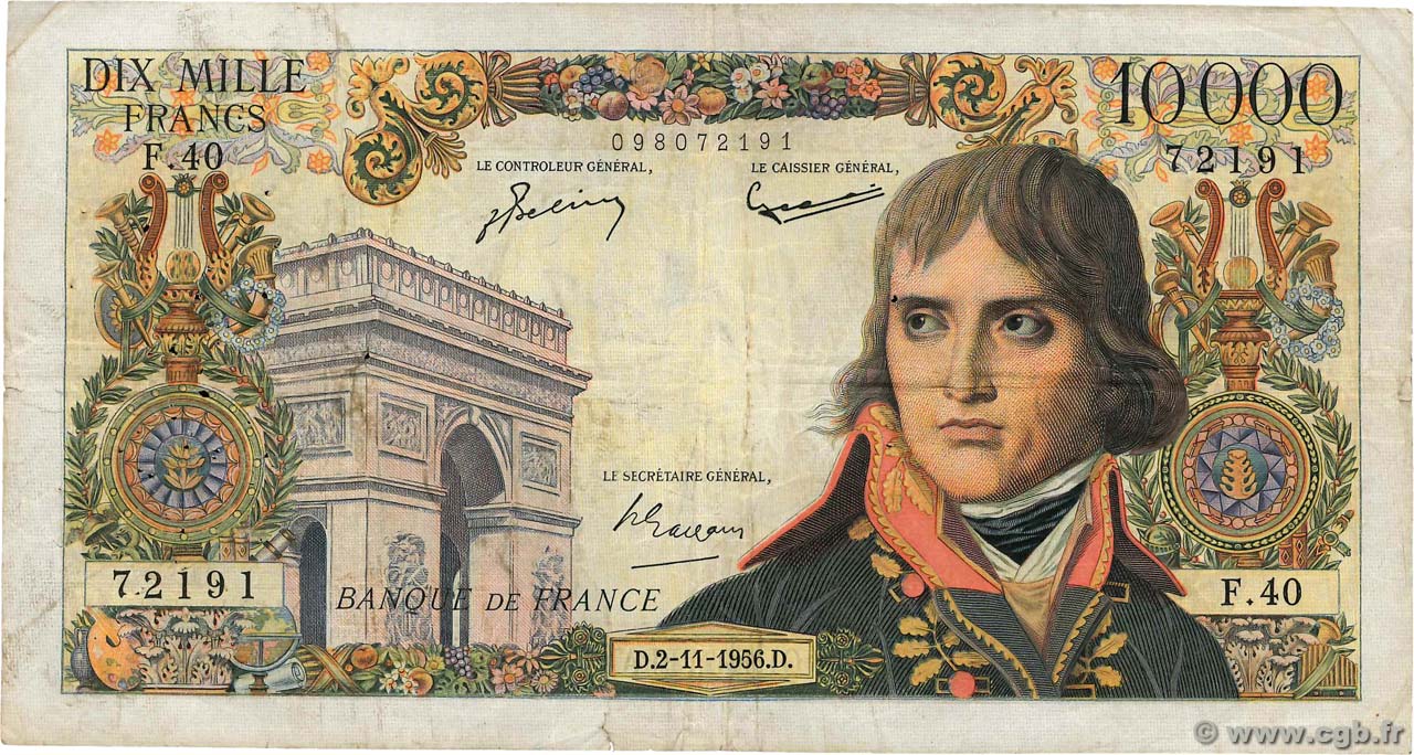 10000 Francs BONAPARTE FRANKREICH  1956 F.51.05 S