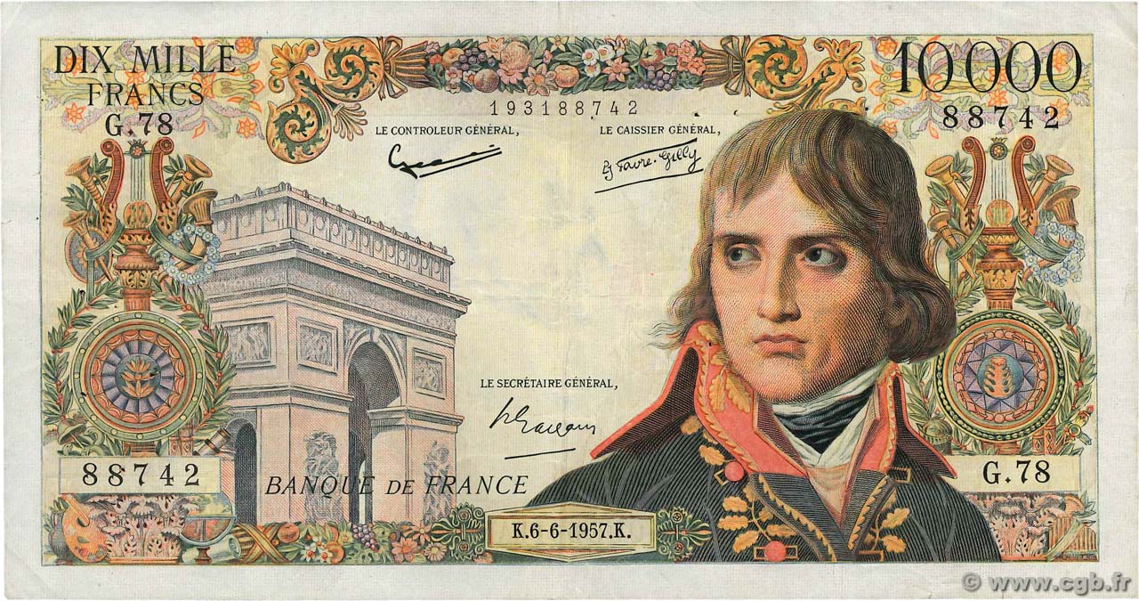10000 Francs BONAPARTE FRANKREICH  1957 F.51.08 fSS