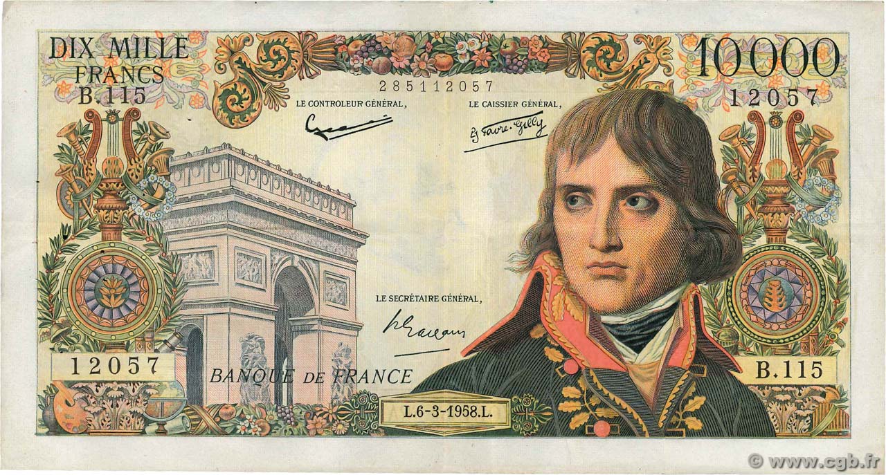 10000 Francs BONAPARTE FRANKREICH  1958 F.51.11 SS