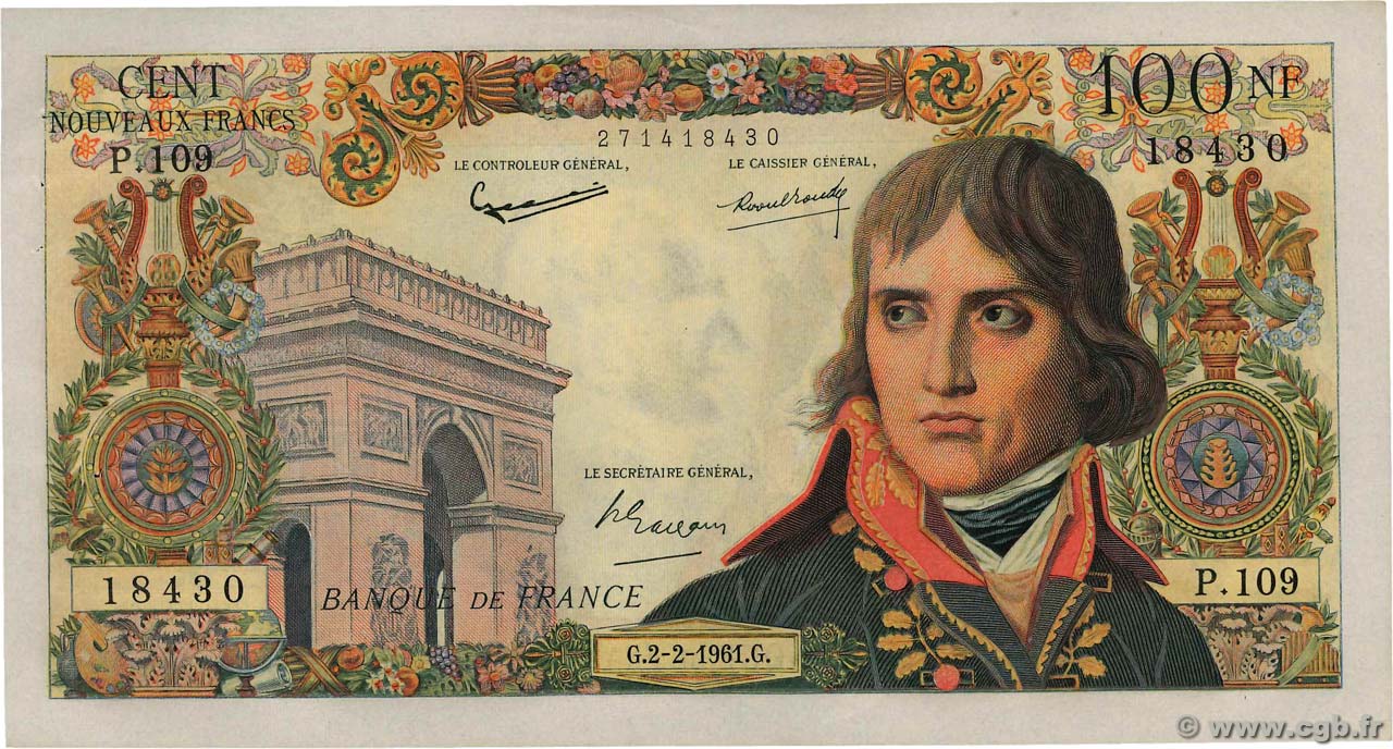 100 Nouveaux Francs BONAPARTE FRANCIA  1961 F.59.10 SPL