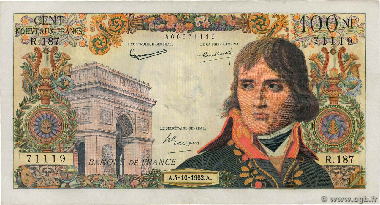 100 Nouveaux Francs BONAPARTE FRANCE  1962 F.59.17 VF
