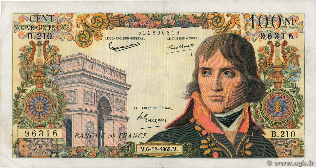 100 Nouveaux Francs BONAPARTE FRANCE  1962 F.59.18 VF