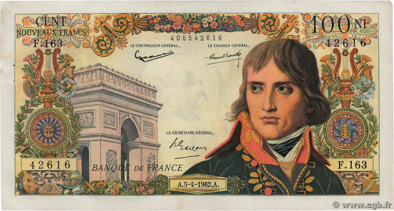 100 Nouveaux Francs BONAPARTE FRANCIA  1962 F.59.15 SPL+