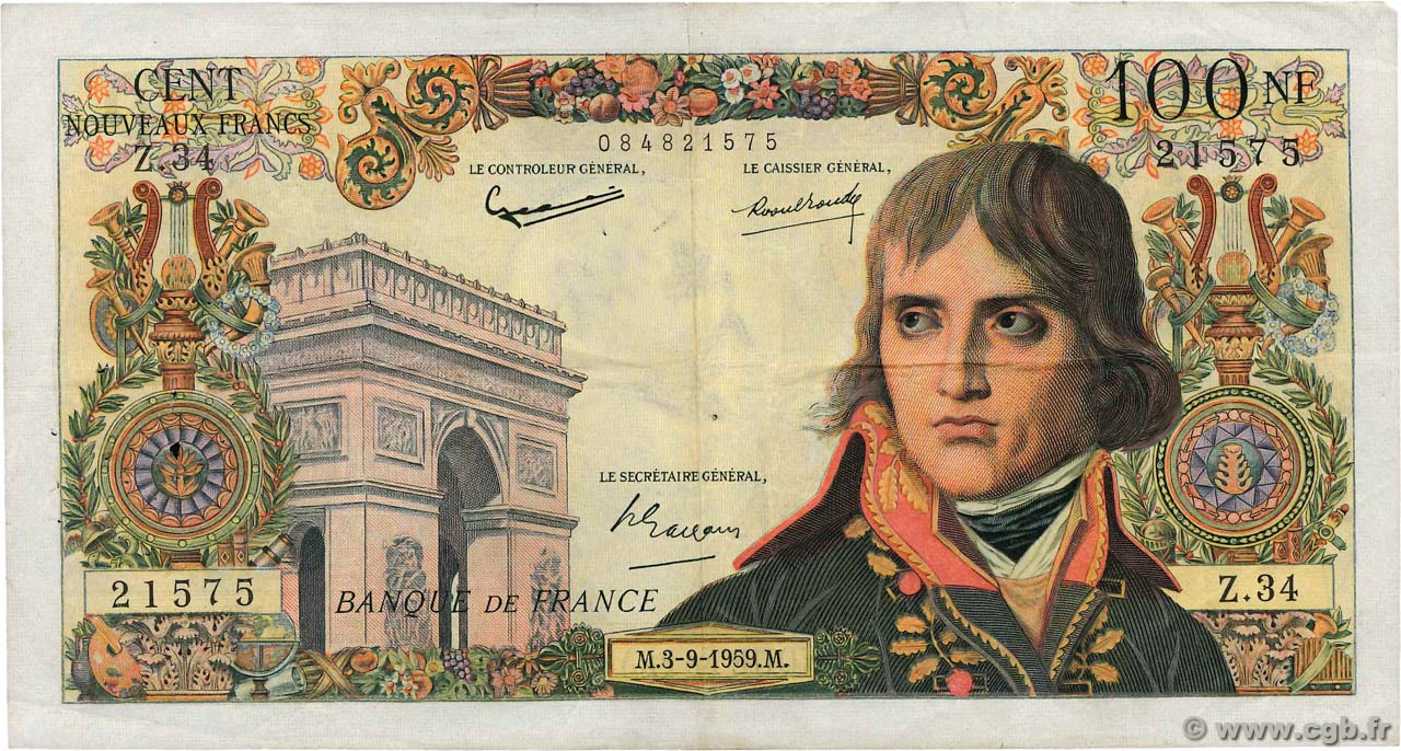 100 Nouveaux Francs BONAPARTE FRANCE  1959 F.59.03 pr.TTB