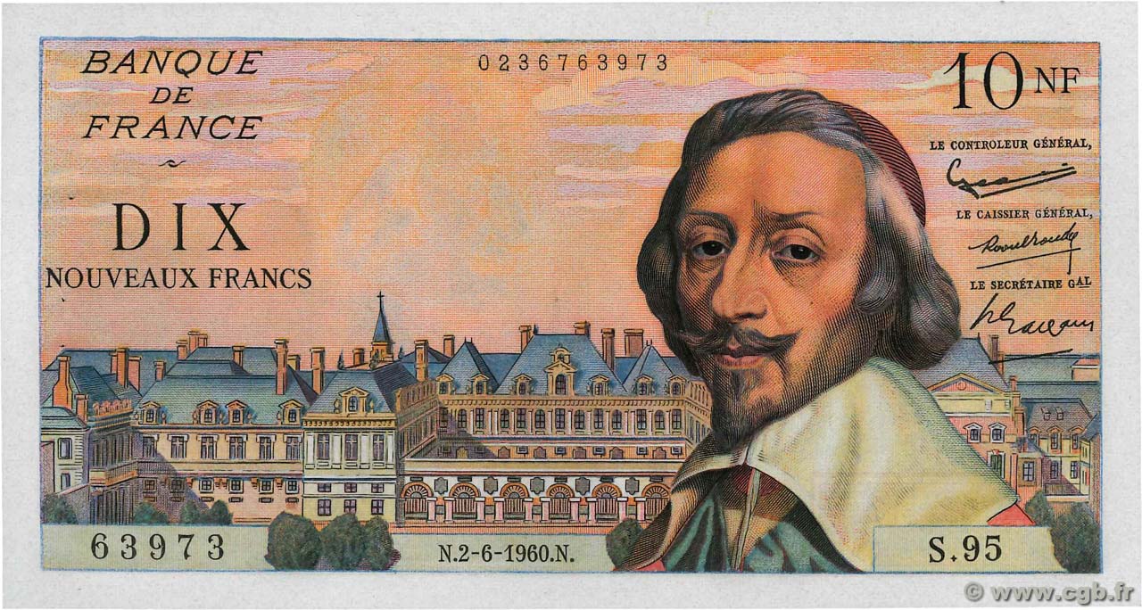 10 Nouveaux Francs RICHELIEU FRANCE  1960 F.57.06 pr.SPL