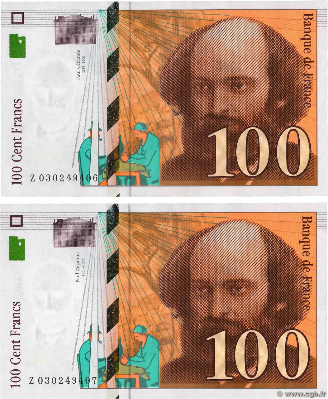 100 Francs CÉZANNE Consécutifs FRANCIA  1997 F.74.01 SPL
