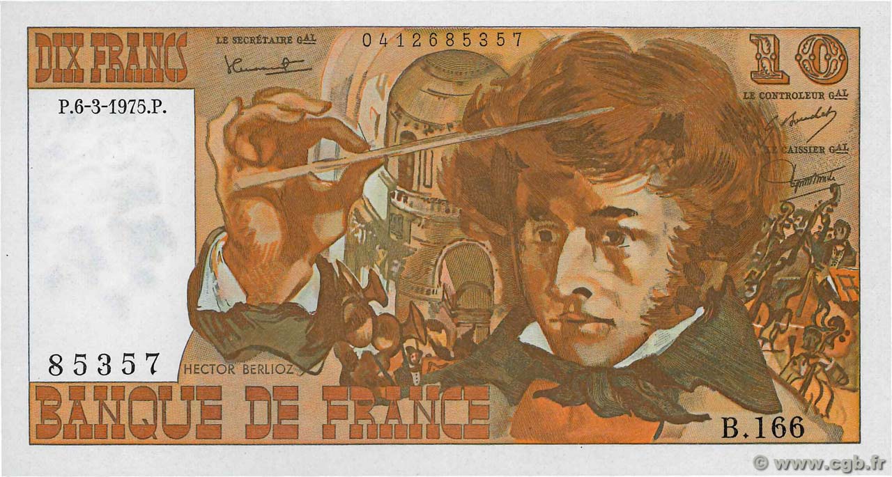 10 Francs BERLIOZ FRANCE  1975 F.63.09 UNC