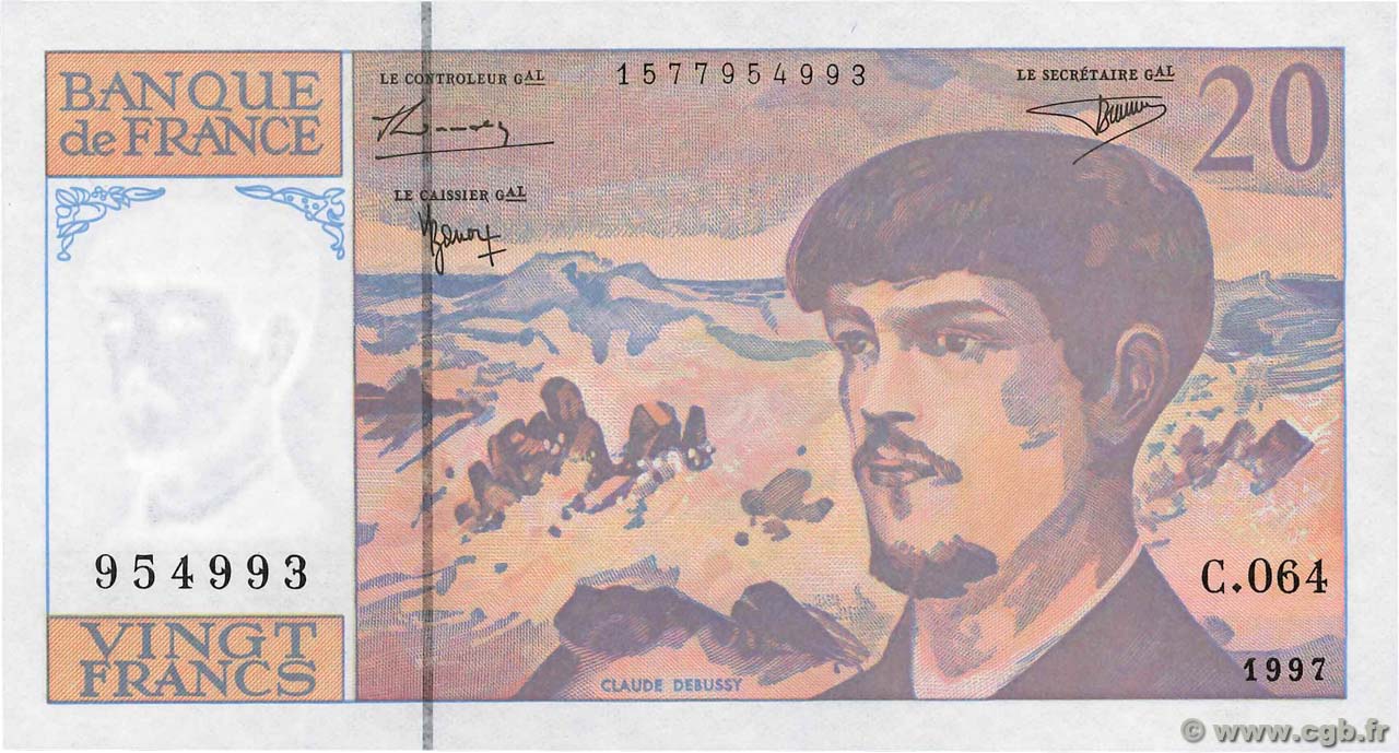 20 Francs DEBUSSY Modifié FRANCE  1997 F.66ter.02-64 UNC