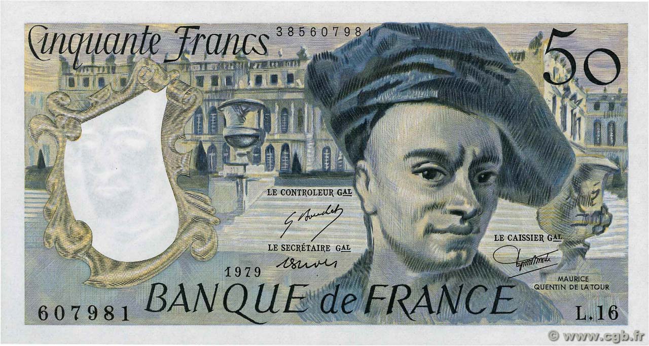 50 Francs QUENTIN DE LA TOUR FRANCIA  1979 F.67.04 q.FDC