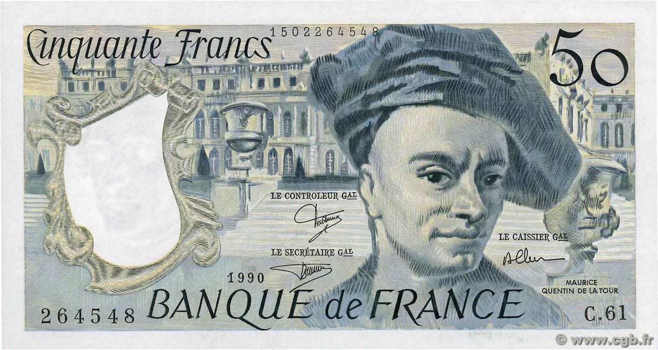 50 Francs QUENTIN DE LA TOUR FRANCE  1990 F.67.16 UNC