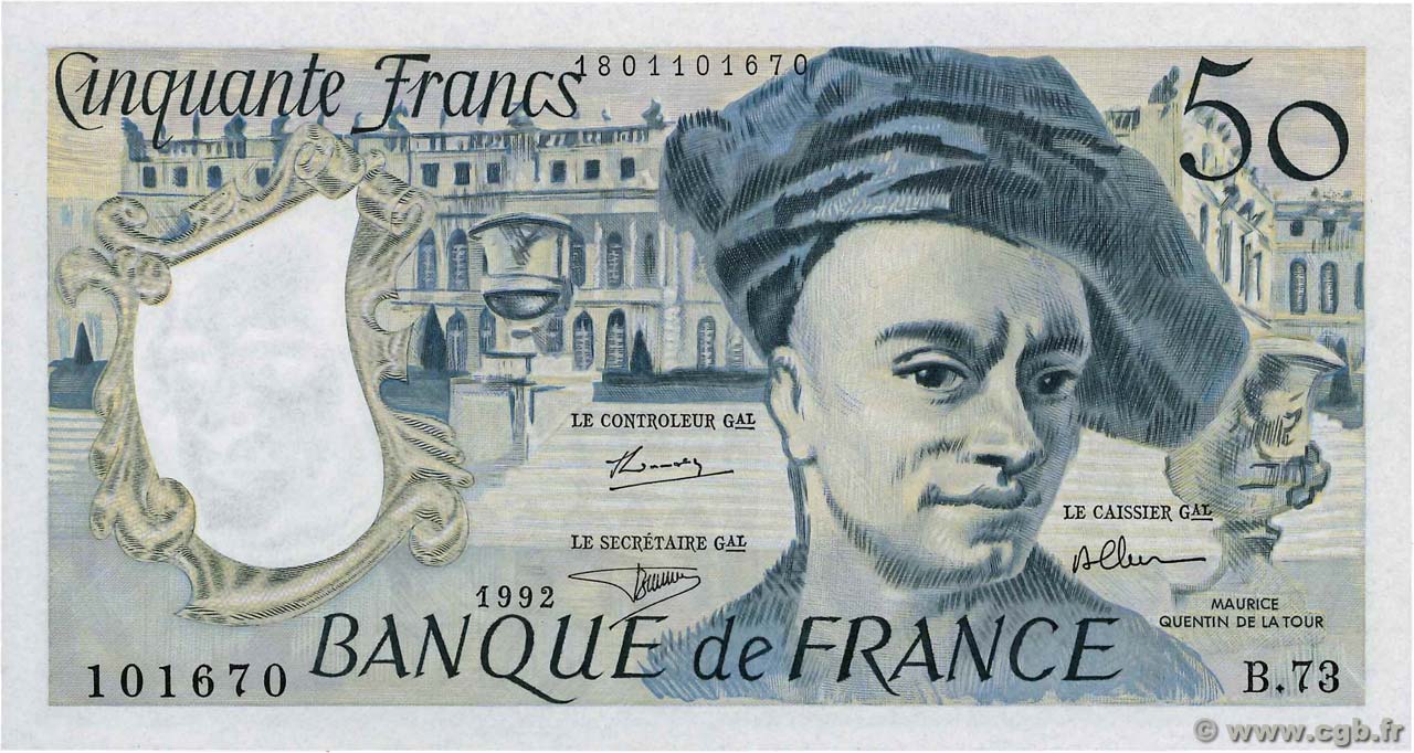 50 Francs QUENTIN DE LA TOUR FRANCE  1992 F.67.18 UNC