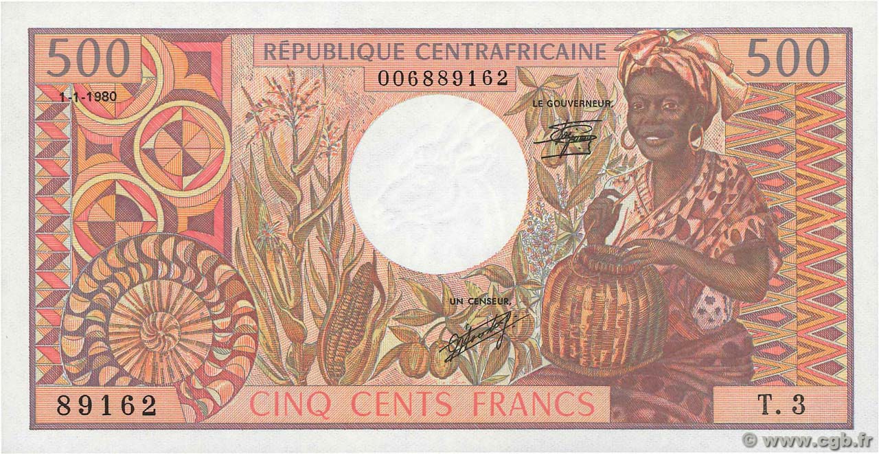 500 Francs ZENTRALAFRIKANISCHE REPUBLIK  1980 P.09 fST+