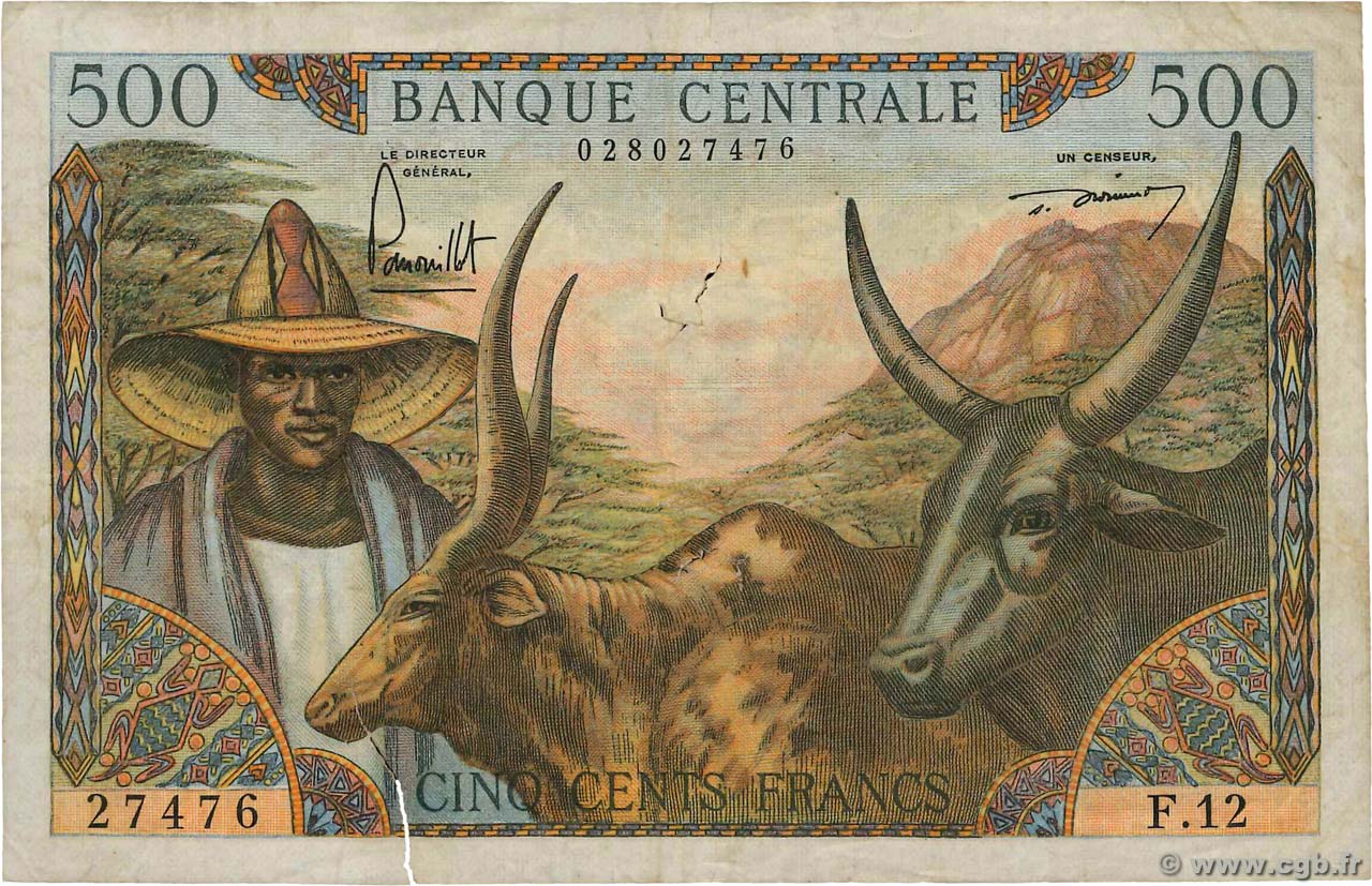 500 Francs CAMEROON  1962 P.11 F-