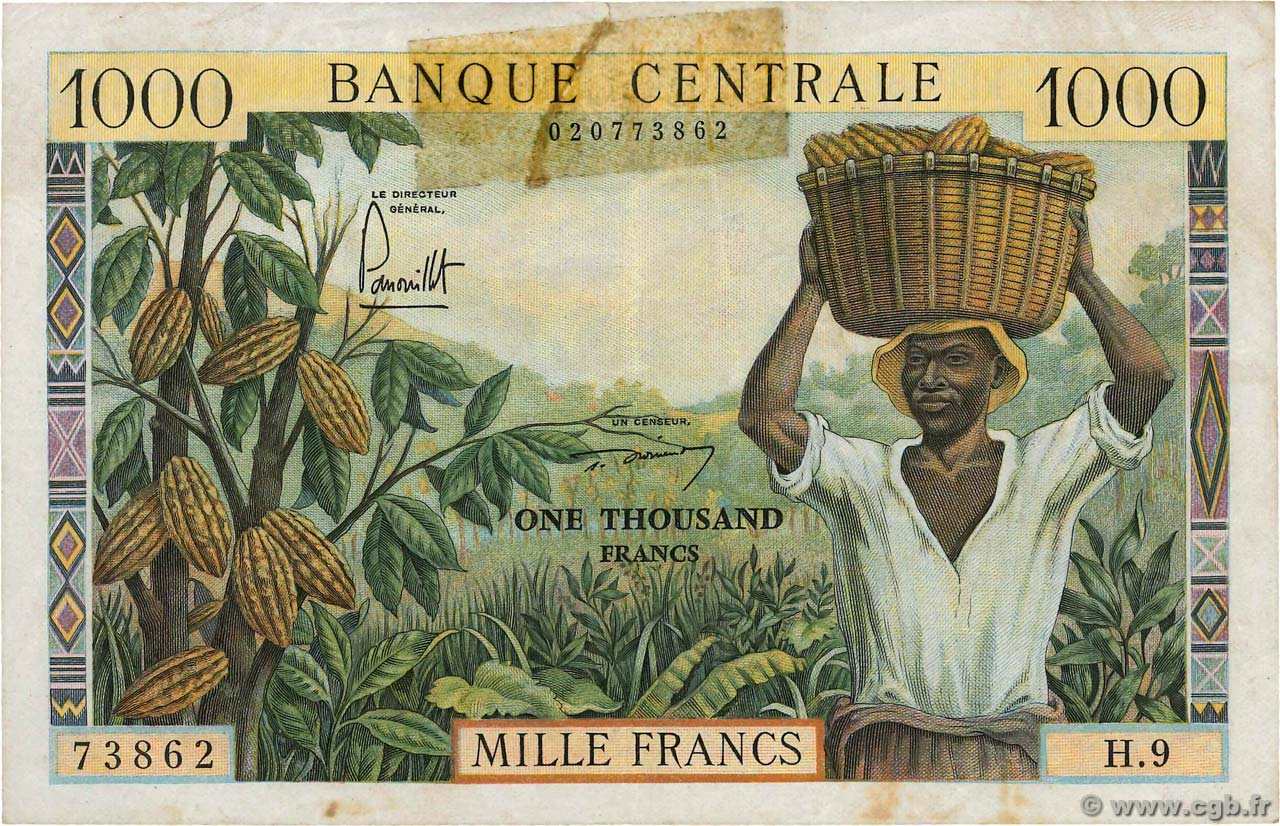1000 Francs CAMERUN  1962 P.12a q.BB