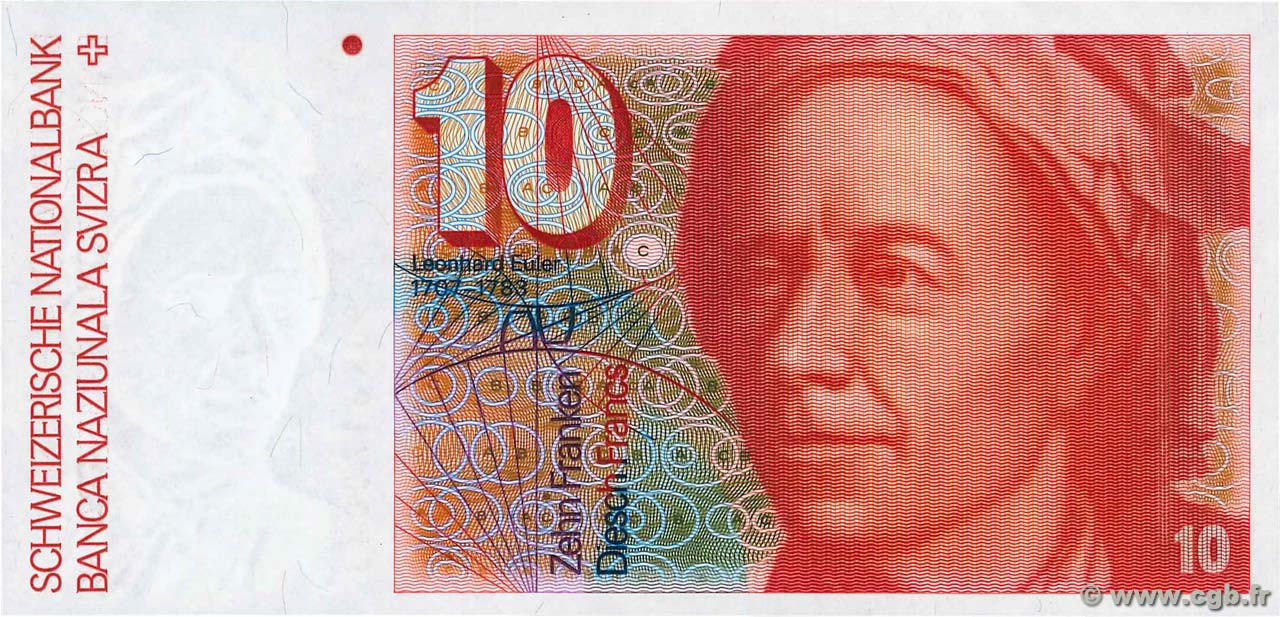 10 Francs SUISSE  1990 P.53h UNC