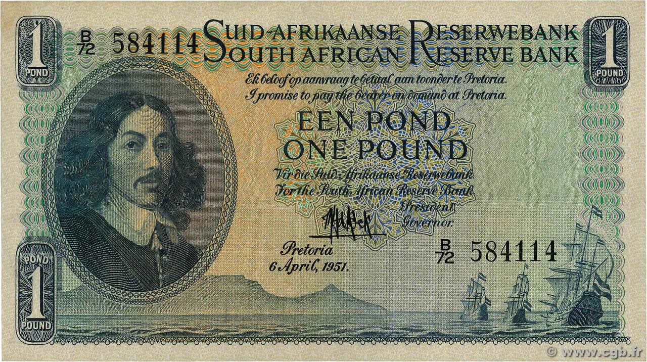 1 Pound SüDAFRIKA  1951 P.093d fVZ