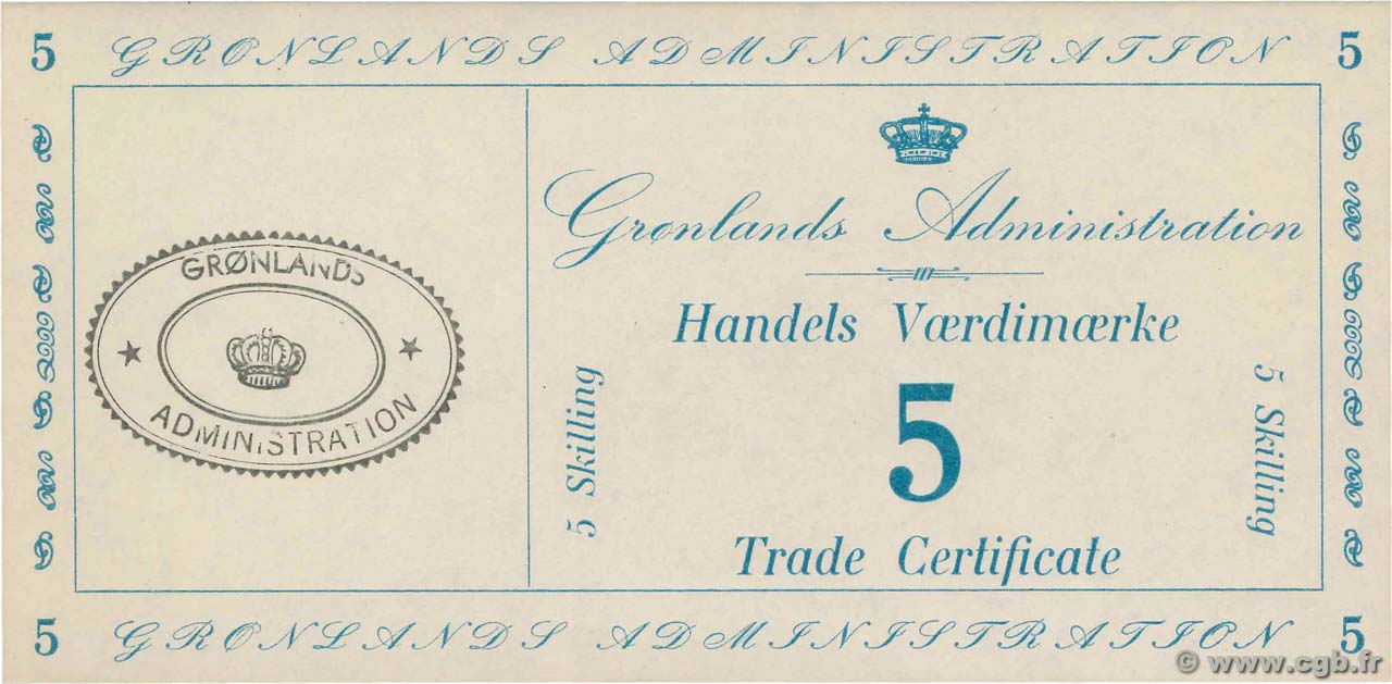5 Skilling GROENLAND  1942 P.M09 pr.NEUF