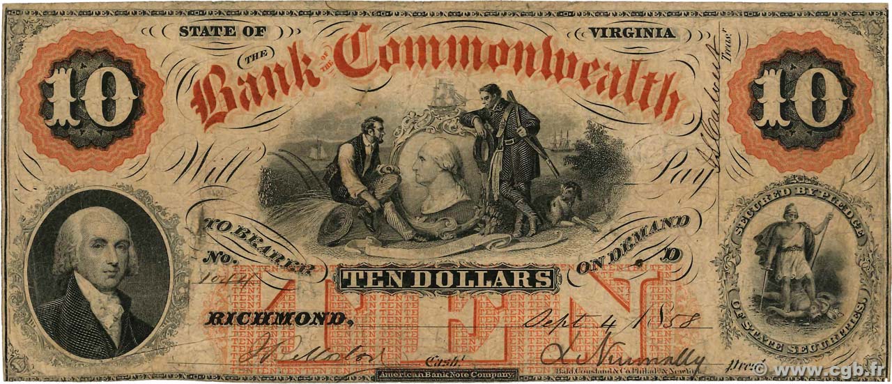 10 Dollars STATI UNITI D AMERICA Richmond 1858  q.MB