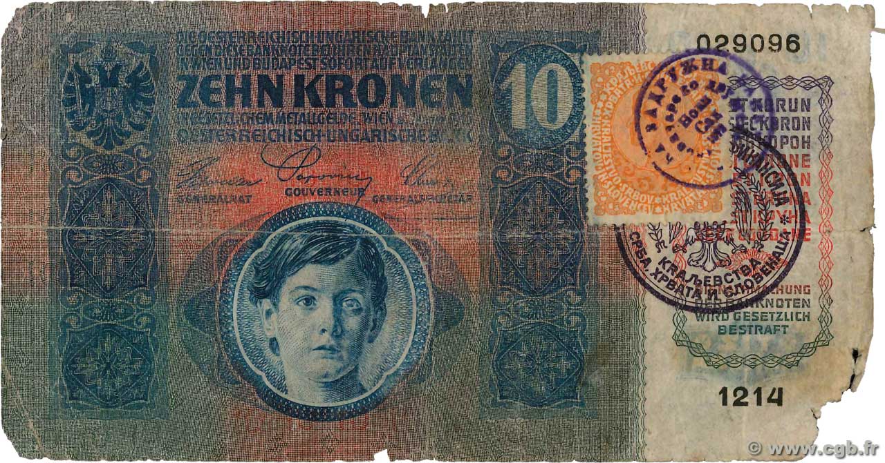 10 Kronen YOUGOSLAVIE  1919 P.006b AB