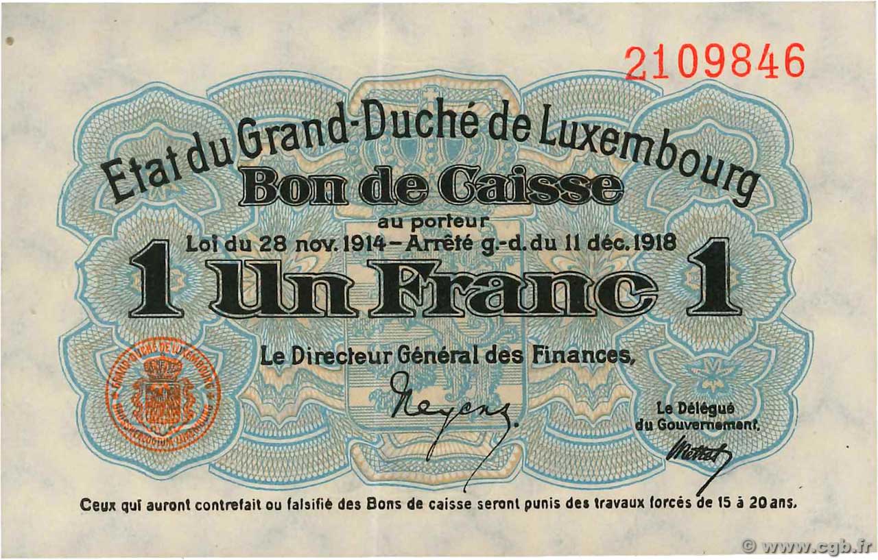 1 Franc LUXEMBOURG  1919 P.27 pr.SPL
