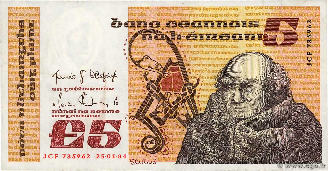 5 Pounds IRELAND REPUBLIC  1984 P.071d VF