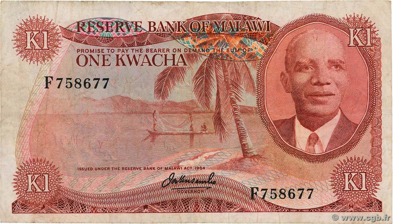 1 Kwacha MALAWI  1973 P.10a F