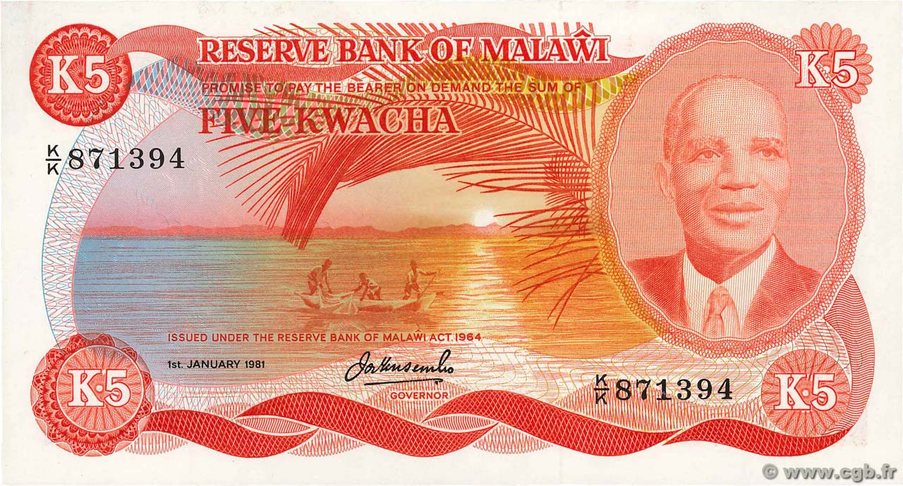 5 Kwacha MALAWI  1981 P.15d NEUF