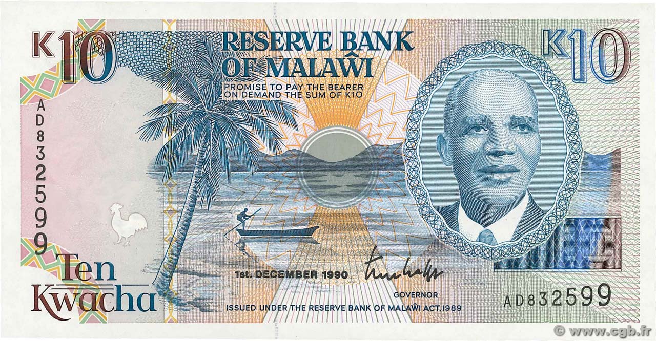 10 Kwacha MALAWI  1990 P.25a UNC