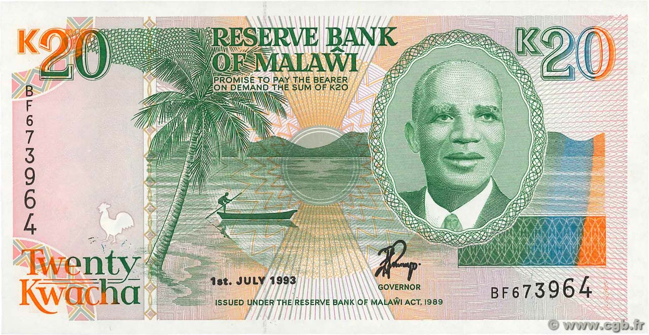 20 Kwacha MALAWI  1993 P.27 UNC