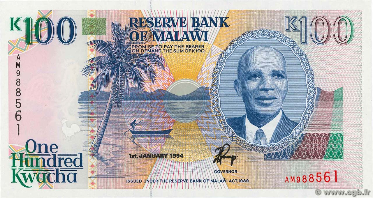 100 Kwacha MALAWI  1994 P.29b UNC