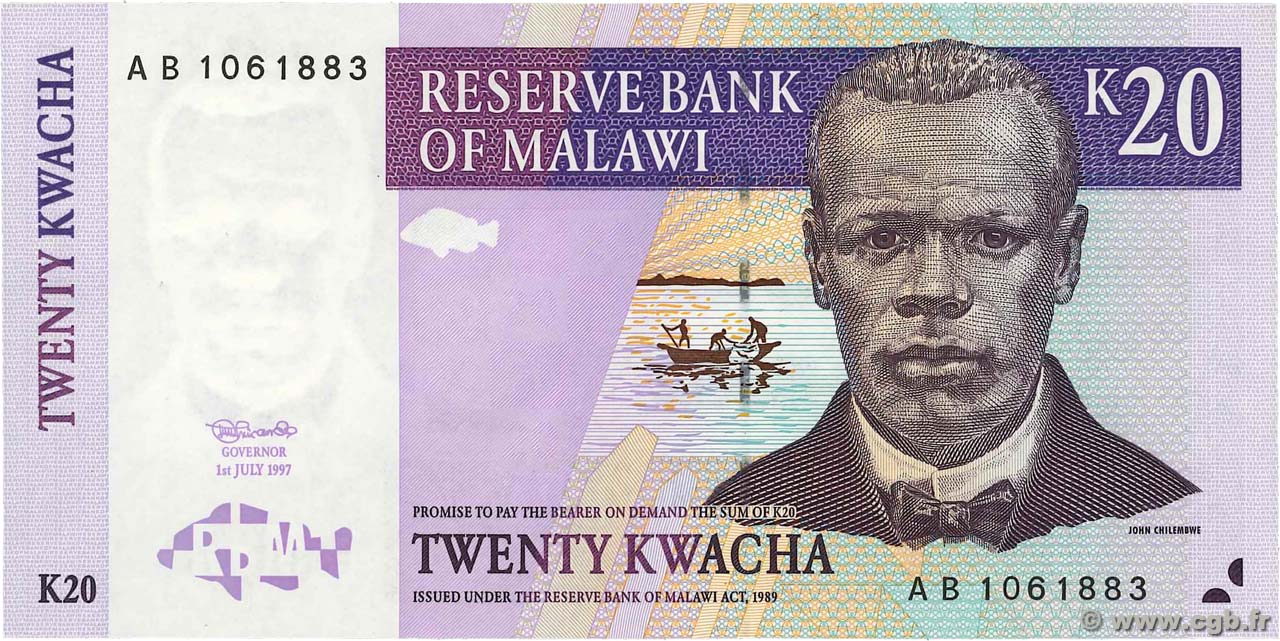 20 Kwacha MALAWI  1997 P.38a fST+