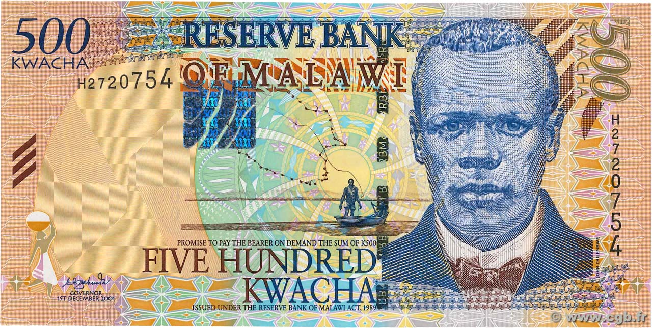 500 Kwacha MALAWI  2001 P.48a fST+