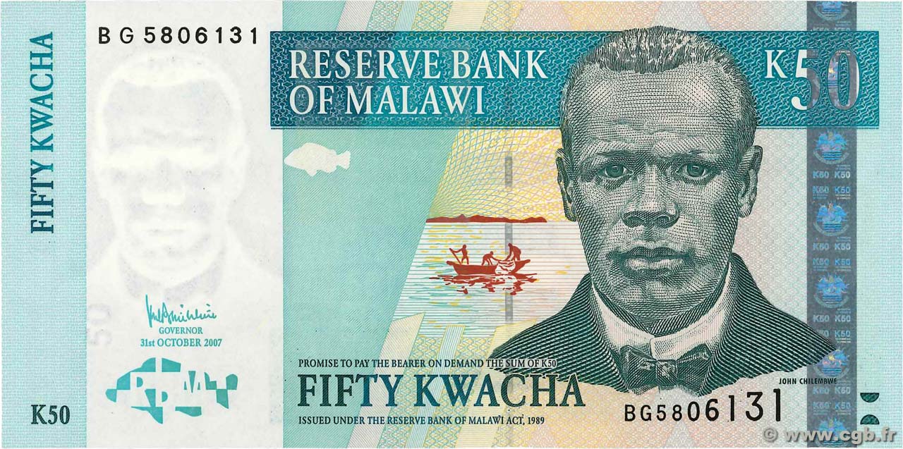 50 Kwacha MALAWI  2007 P.53c ST