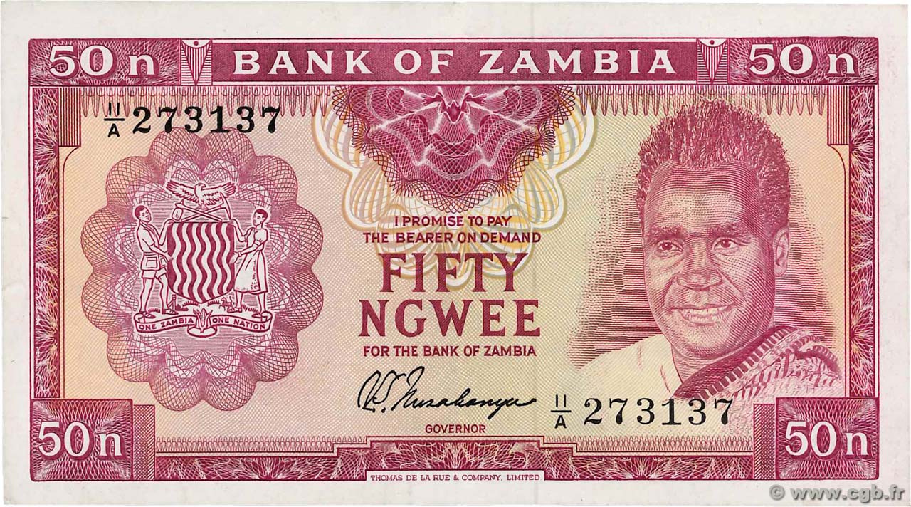 50 Ngwee ZAMBIE  1969 P.09a SPL