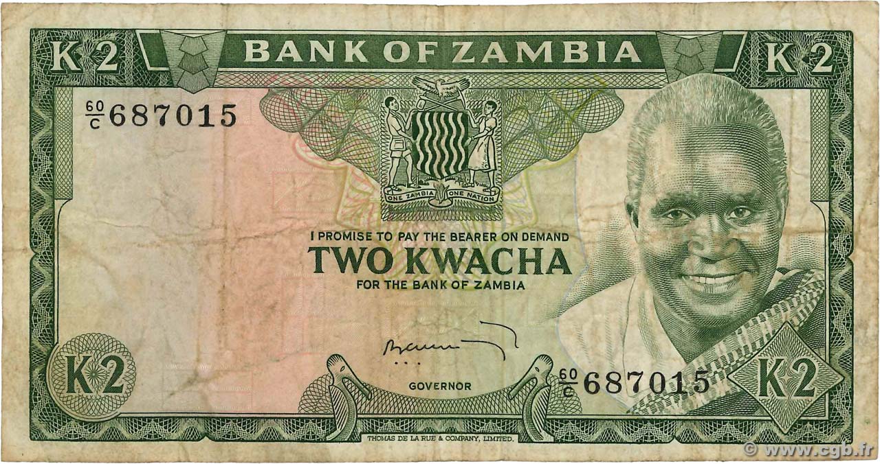 2 Kwacha ZAMBIA  1974 P.20a F