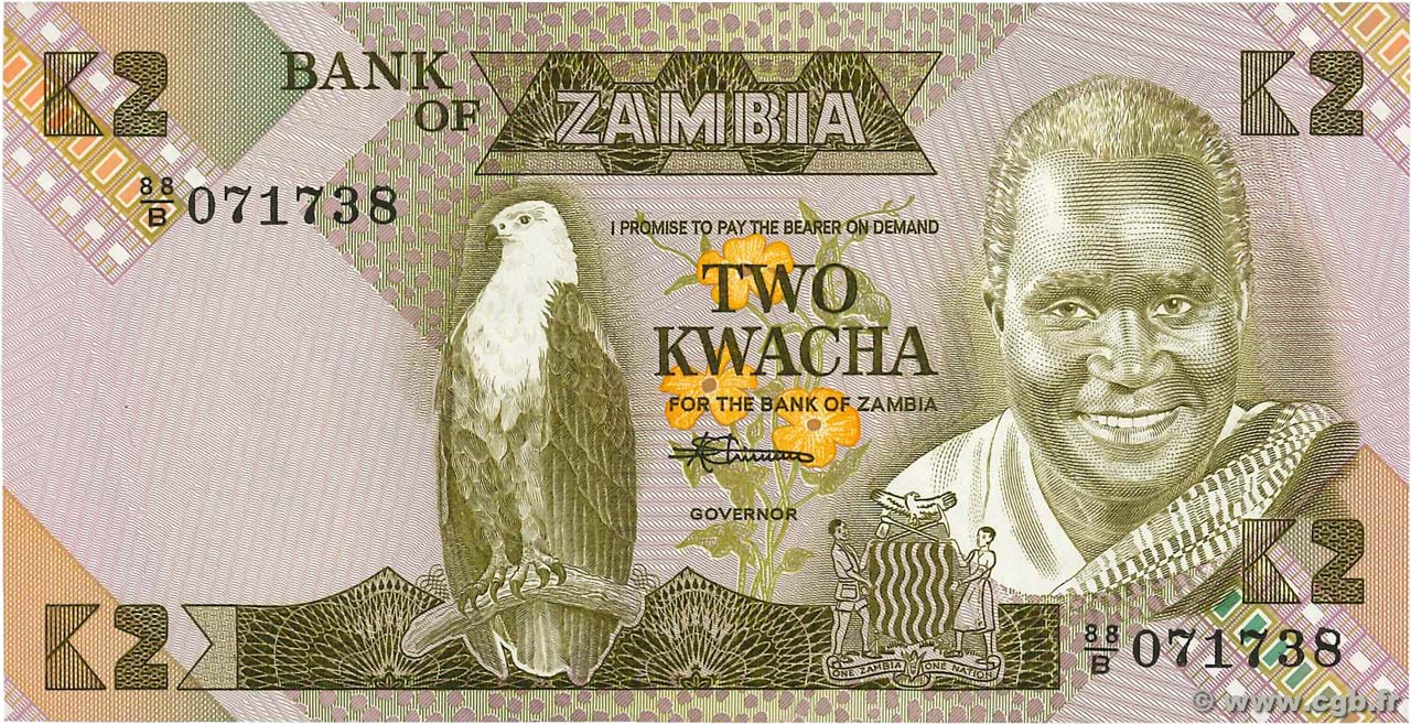 2 Kwacha ZAMBIA  1980 P.24c SPL