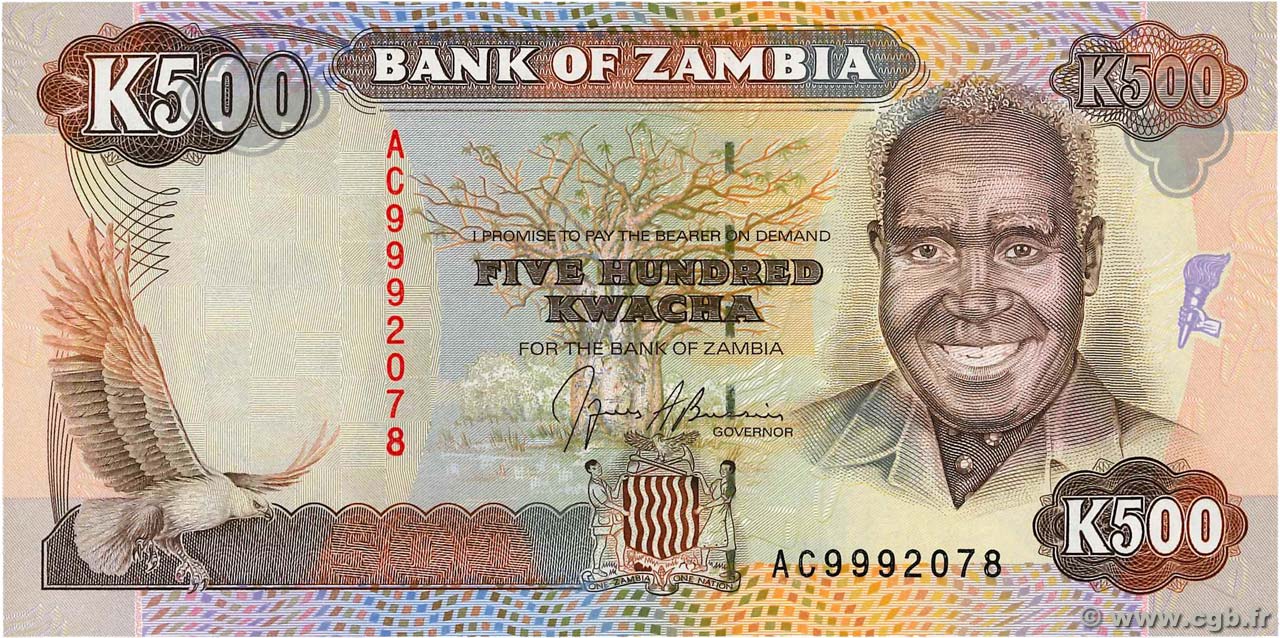 500 Kwacha SAMBIA  1991 P.35a ST