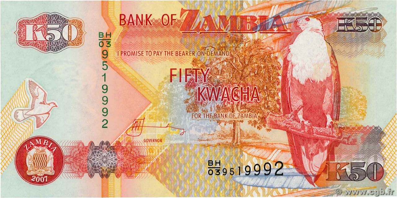 50 Kwacha ZAMBIE  2007 P.37f NEUF