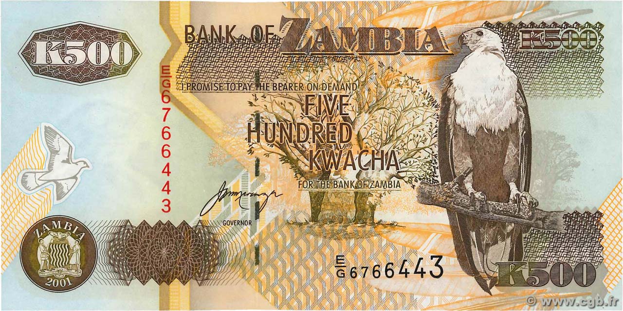 500 Kwacha ZAMBIA  2001 P.39c UNC