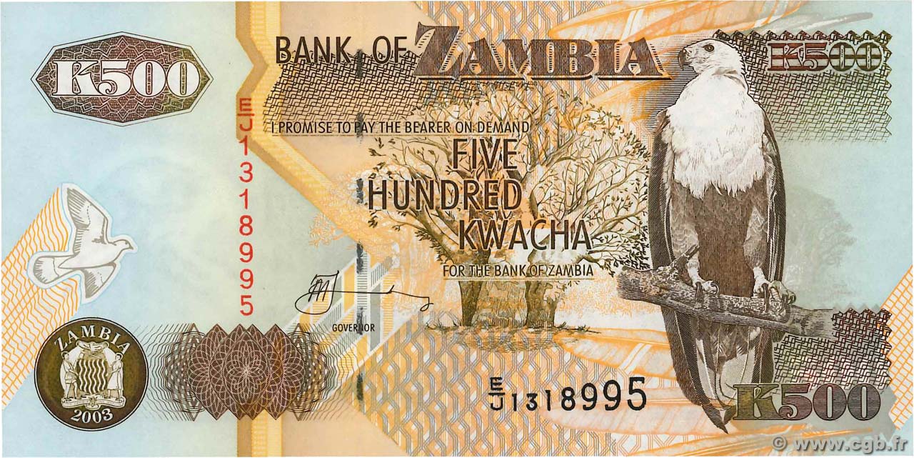 500 Kwacha ZAMBIE  2003 P.39d NEUF