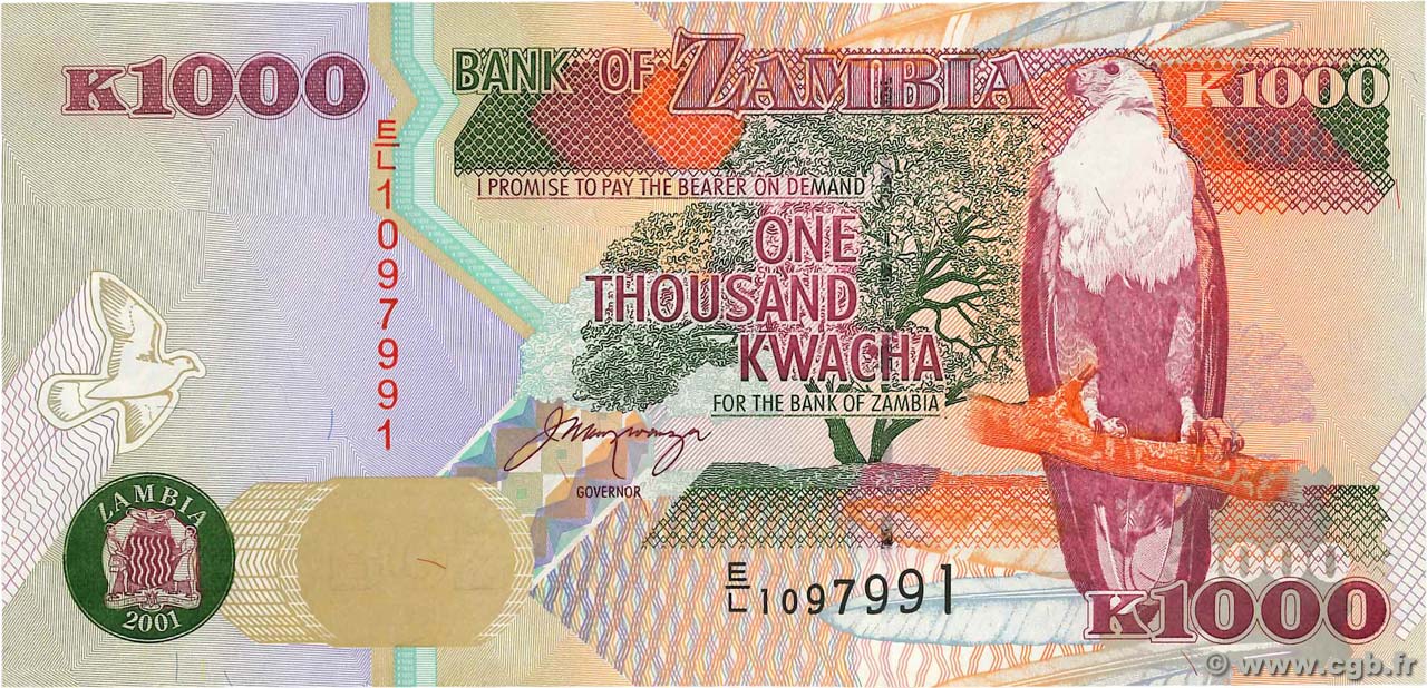 1000 Kwacha ZAMBIE  2001 P.40b NEUF