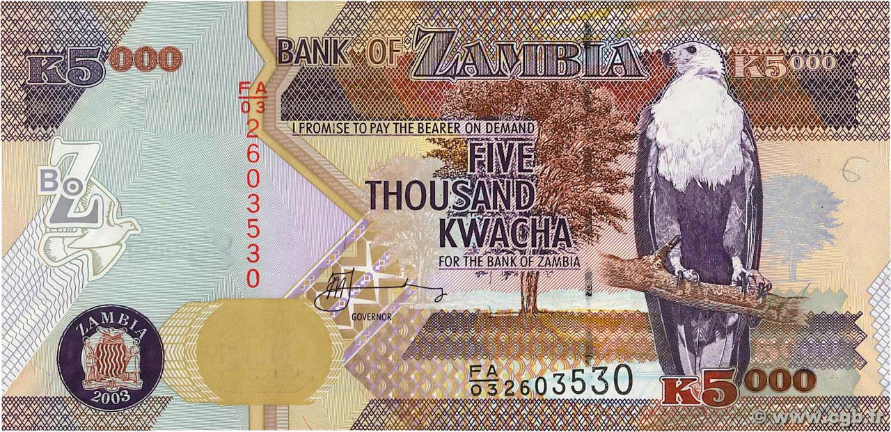 5000 Kwacha ZAMBIE  2003 P.45a NEUF