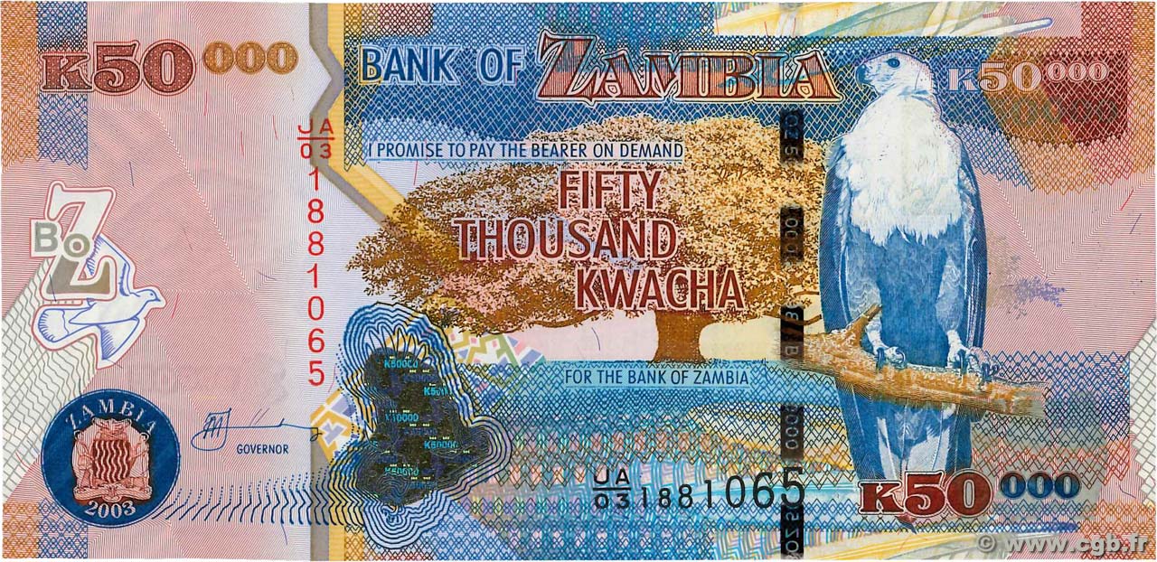 50000 Kwacha SAMBIA  2003 P.48a fST+