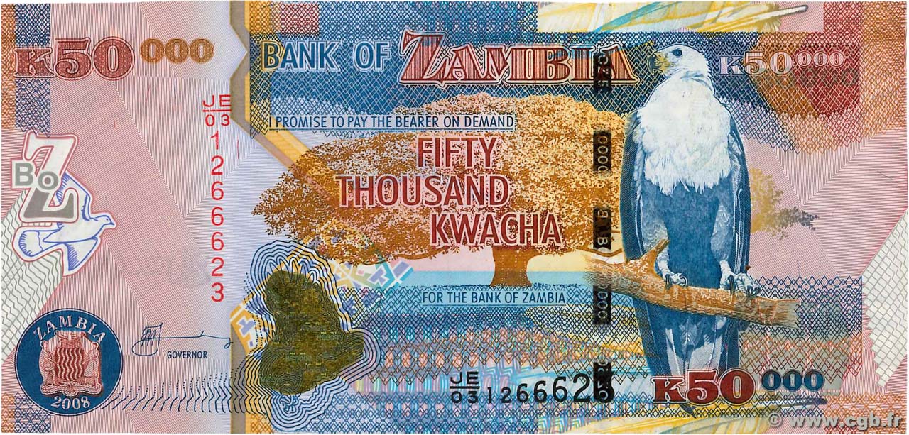 50000 Kwacha ZAMBIA  2008 P.48d UNC