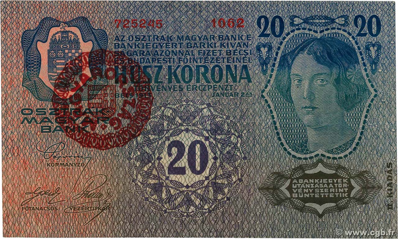 20 Korona HUNGARY  1913 P.021 VF