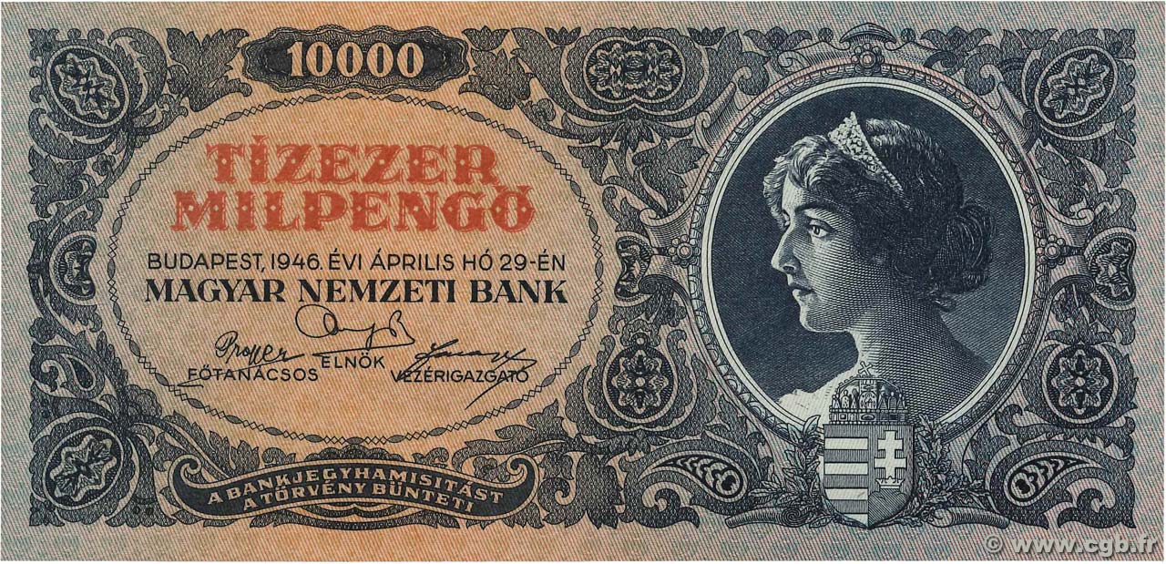 10000 Milpengo HUNGARY  1946 P.126 UNC