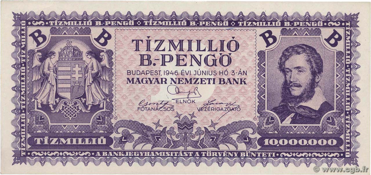 10 Millions B-Pengo HUNGARY  1946 P.135 UNC-